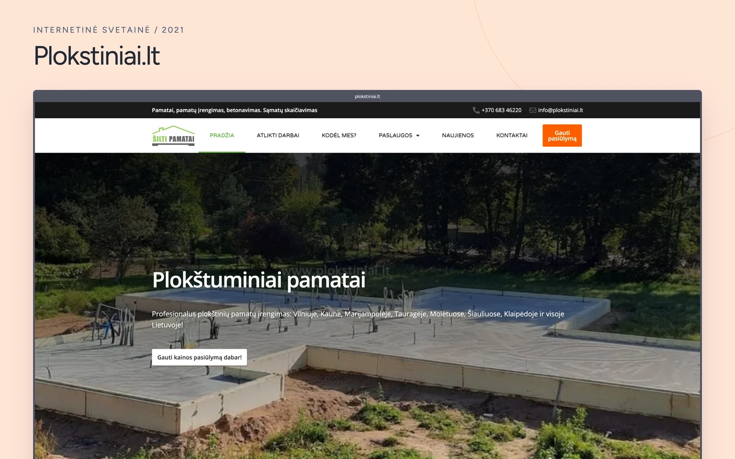 Plokstiniai.lt projekto viršelis su tikrais svetainės vaizdais