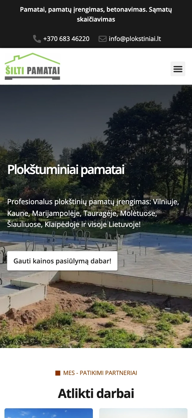 Plokstiniai.lt — svetainė telefono ekrane