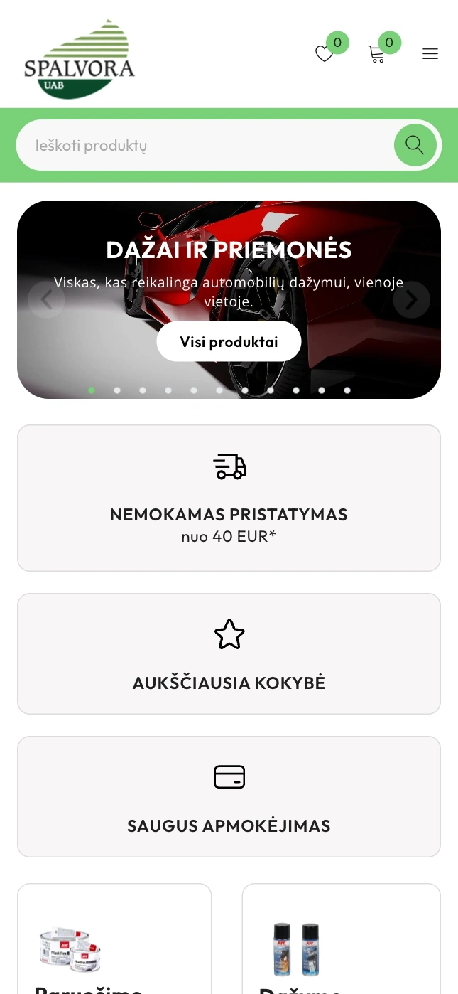 Spalvora.lt — svetainė telefono ekrane