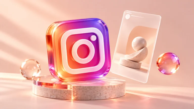 Spalvoto stiklo Instagram simbolis ir vertikalios reklamos maketas